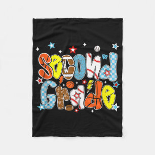Baseball Football Basketball Preppy Second Grade B Fleece Blanket