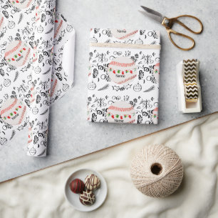 Baseball for Christmas with name for kids   Wrapping Paper