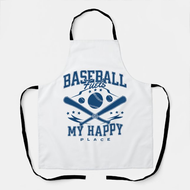 Baseball Fuels My Happy Place Apron (Front)