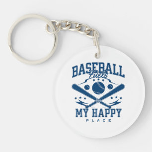 Baseball Fuels My Happy Place Keychain