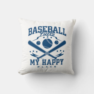 Baseball Fuels My Happy Place Throw Pillow