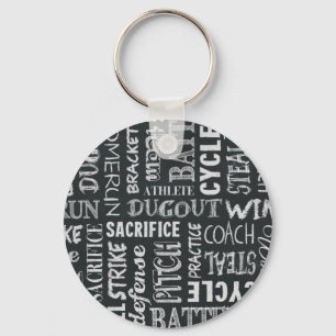 Baseball Game Chalkboard Words Keychain