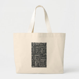Baseball Game Chalkboard Words Large Tote Bag