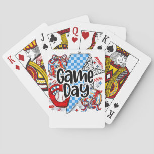 Baseball Game Day Retro Tis The Season Checkered Playing Cards