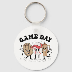 Baseball Game Day Vintage Mothers Day Women Men Ki Keychain