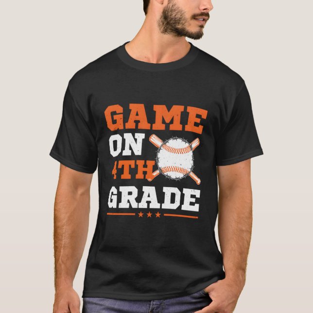 Baseball Game On 4Th Grade Back To School Cute Spo T-Shirt (Front)