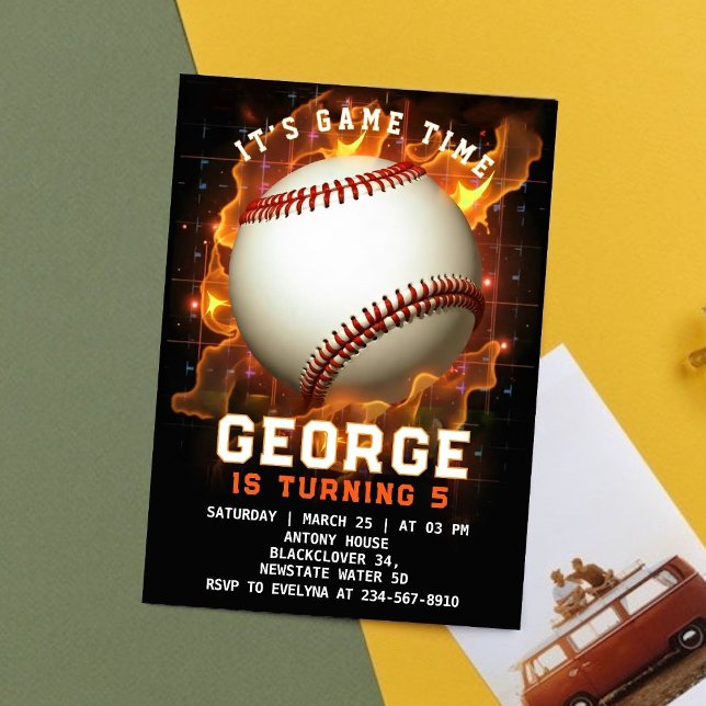 Baseball Game Time Birthday Party Invitation (Baseball Game Party Editable Invitation)