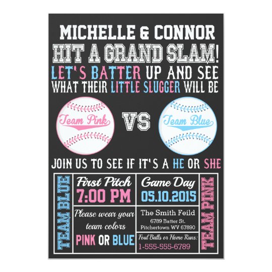 Baseball Gender Reveal Party Invitation Chalkboard