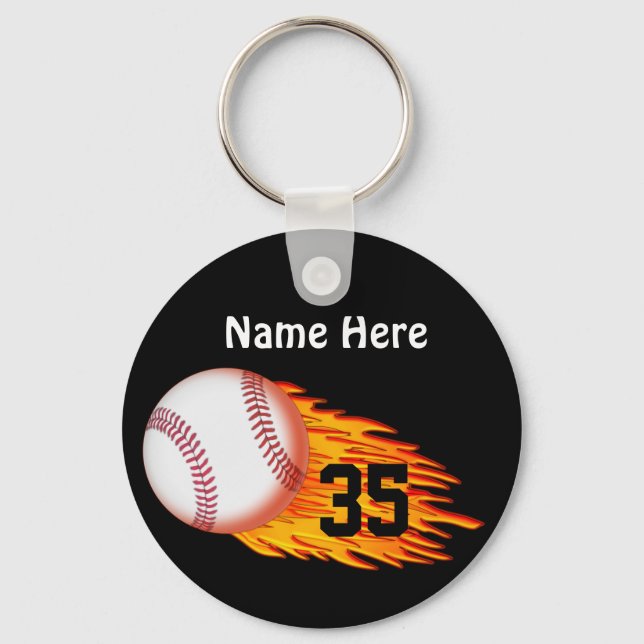 Baseball  Gifts for Teenagers with NAME and NUMBER Keychain (Front)