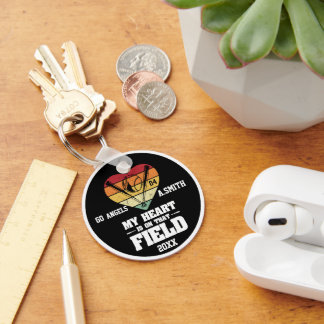 Baseball Gifts My Heart is on That Field Keychain