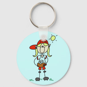 Baseball Girl With Glove Tshirts and Gifts Keychain