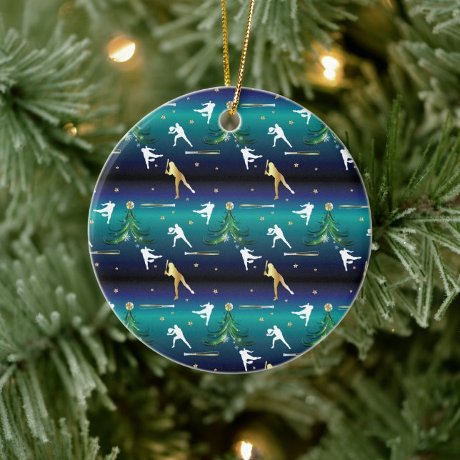 Baseball Girls Softball Christmas Ceramic Ornament (Tree)