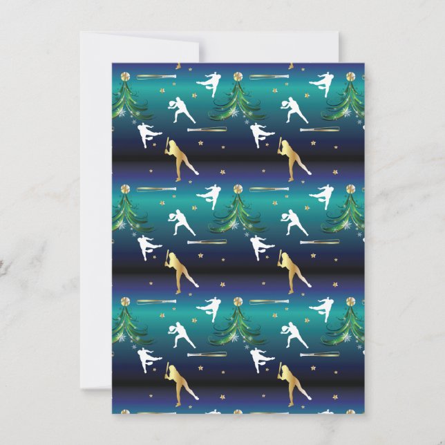 Baseball Girls Softball Christmas Holiday Card (Front)