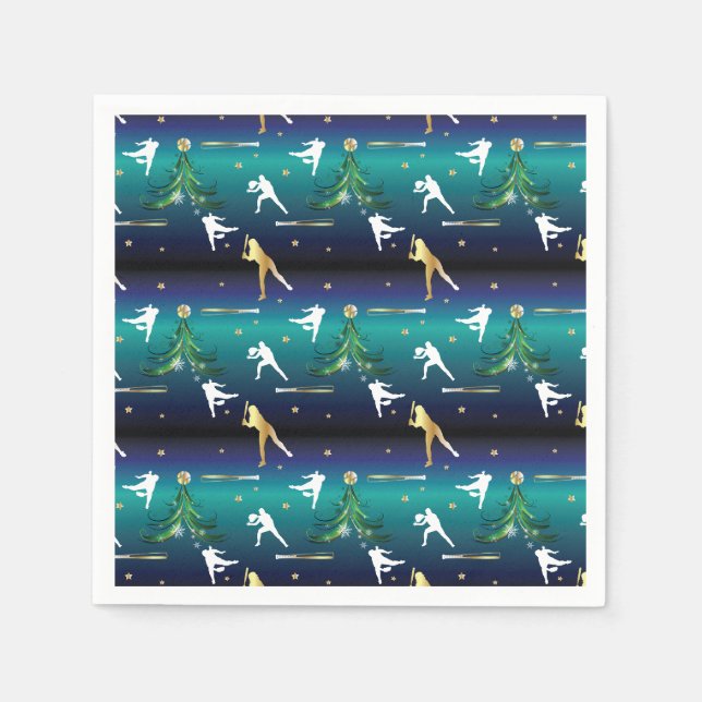 Baseball Girls Softball Christmas Napkin (Front)