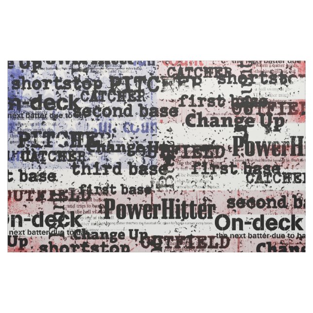 Baseball Glory | Faded Grunge American Flag Words Fabric (Yard)