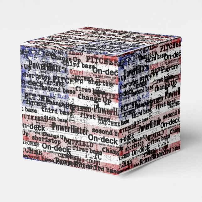Baseball Glory | Faded Grunge American Flag Words Favor Box (Front Side)