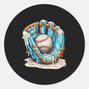 Baseball Glove Ice Cream Drip With Sprinkles Men B Classic Round Sticker