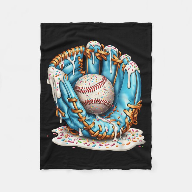 Baseball Glove Ice Cream Drip With Sprinkles Men B Fleece Blanket (Front)