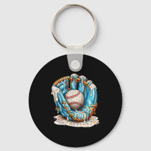 Baseball Glove Ice Cream Drip With Sprinkles Men B Keychain