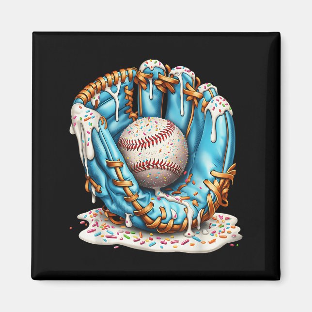 Baseball Glove Ice Cream Drip With Sprinkles Men B Magnet (Front)