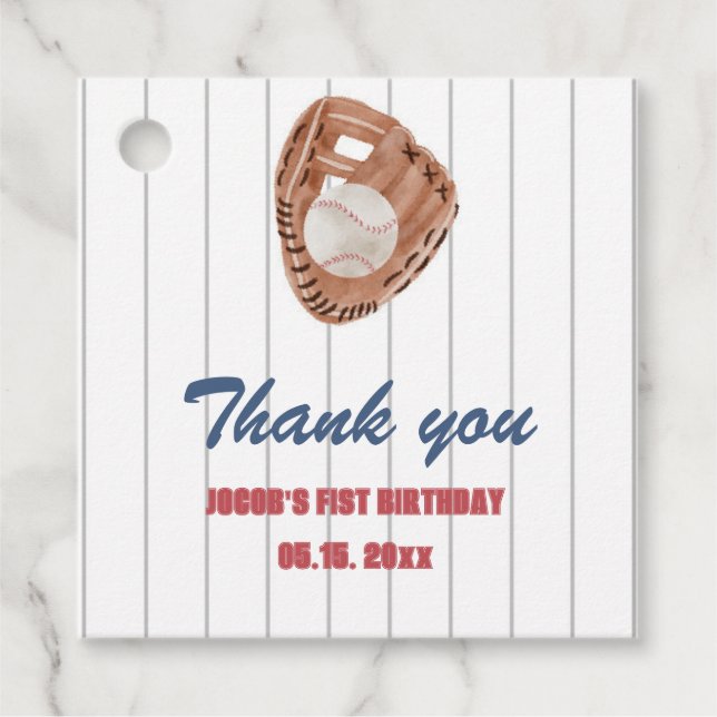 Baseball glove square Favour Tag (Front)