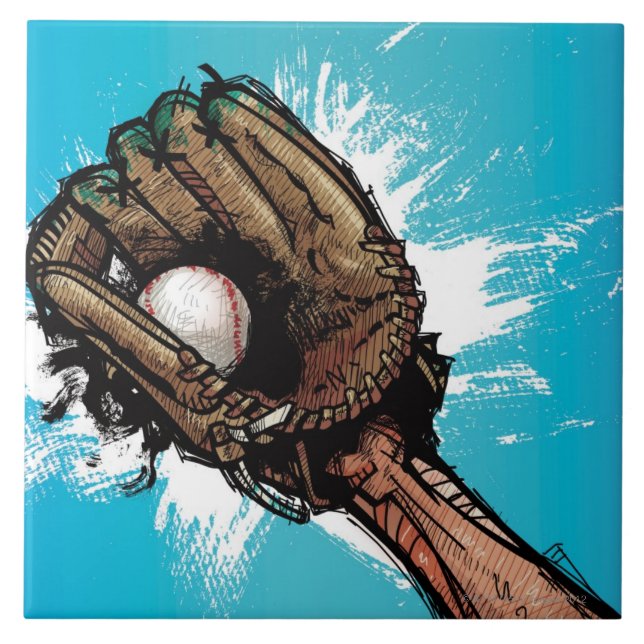 Baseball glove with base ball tile (Front)