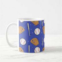 Baseball - Gloves, Balls & Bats on Blue Background