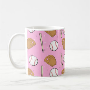 Baseball - Gloves, Balls & Bats on Pink Background Coffee Mug