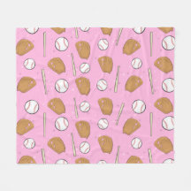 Baseball - Gloves, Balls & Bats on Pink Background