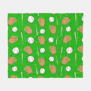 Baseball - Gloves, Balls & Bats Seamless Pattern Fleece Blanket