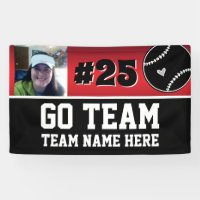 Baseball Go Team One Photo Red Banner