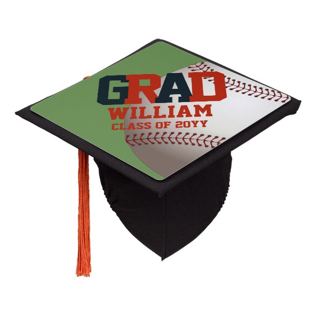 BASEBALL graduation Cap Topper EDIT COLORS (Angled)