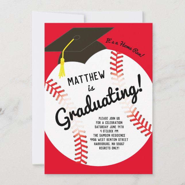 Baseball Graduation Party Sports Invitation (Front)