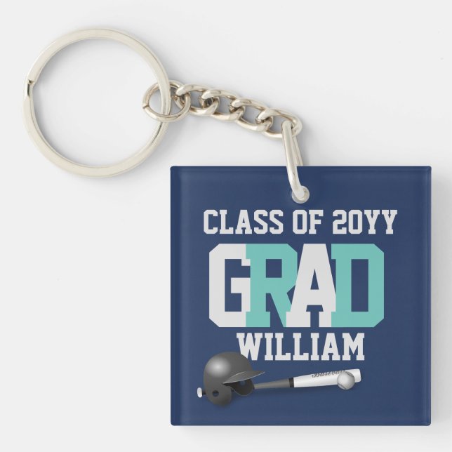 Baseball GRADUATION PHOTO Gift Personalized Keychain (Front)