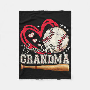 Baseball Grandma Women Family Matching Cute Baseba Fleece Blanket