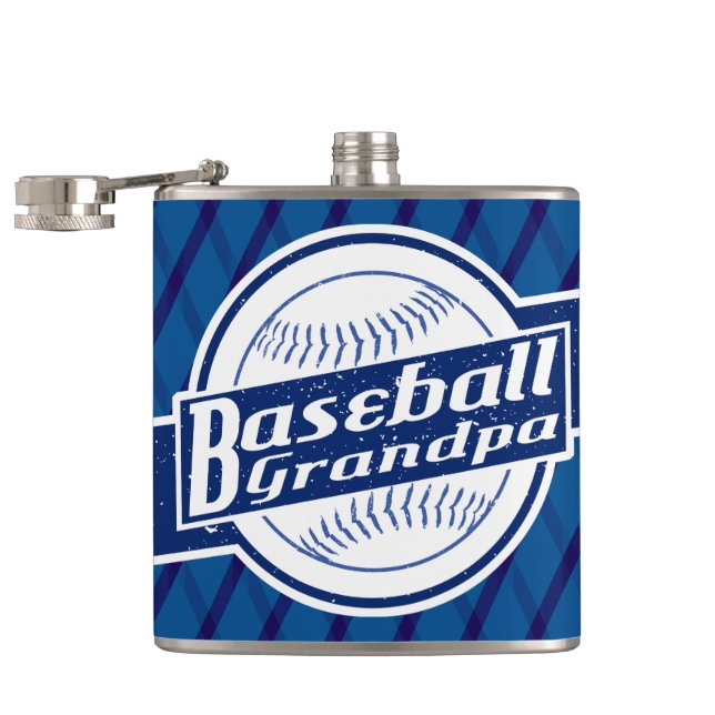 Baseball Grandpa Stainless Steel Hip Flask (Opened)