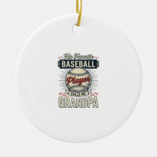 Baseball Grandpa Vintage Engraving Shirt Design_1 Ceramic Ornament