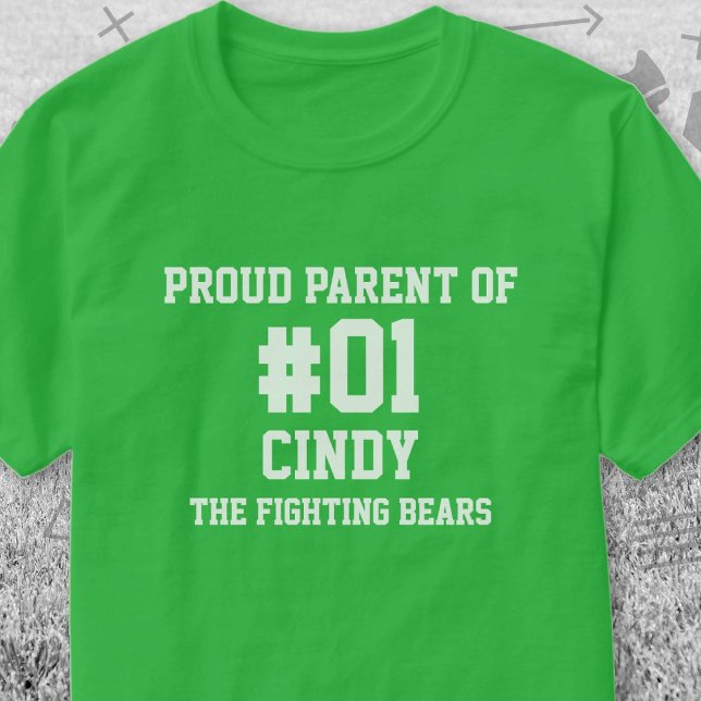 Baseball Green White Team T-Shirt (
Green and White Baseball Proud Parent of T-Shirt. Celebrate your high school or college athlete.)