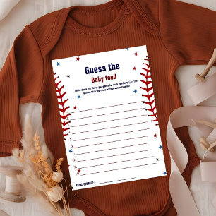 Baseball Guess The Baby Food Baby Shower Game Card