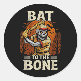 Baseball Halloween Skeleton - Halloween Bat Baseba Classic Round Sticker