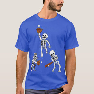 Baseball Halloween Skeletons Hitter Catcher Boys K T-Shirt