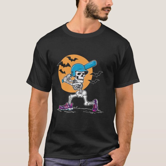 Baseball Halloween Spooky Catcher Pitcher Trick Or T-Shirt (Front)