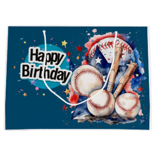 Baseball Happy Birthday Large Gift Bag