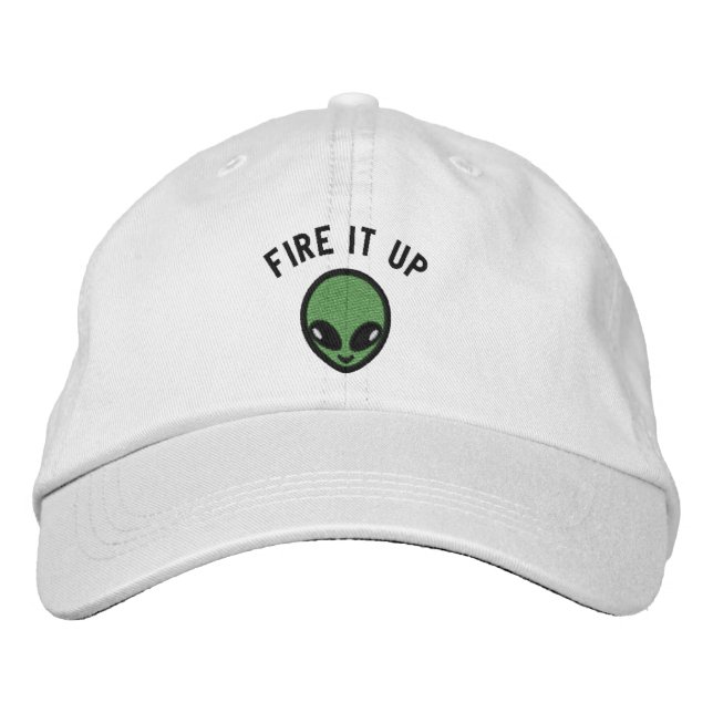 Baseball Hat - Embroidered Alien + Fire it Up  (Front)