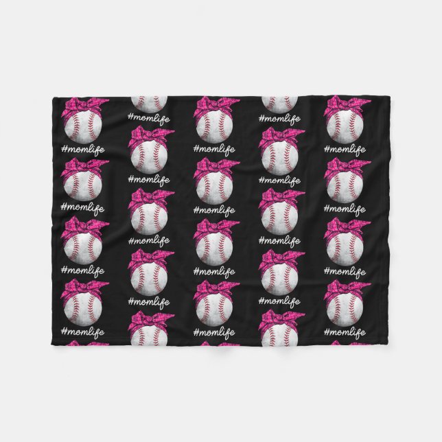 Baseball Headband Mom Life Mothers Day Gifts Mom Fleece Blanket (Front (Horizontal))