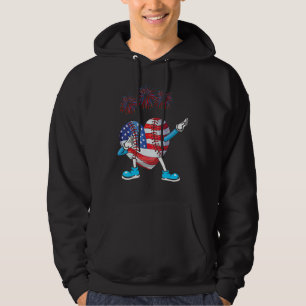 Baseball Heart American Flag Heart 4th of July Sof Hoodie
