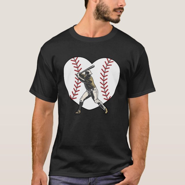 Baseball Heart Batter Hitter Baseball Player Fan C T-Shirt (Front)