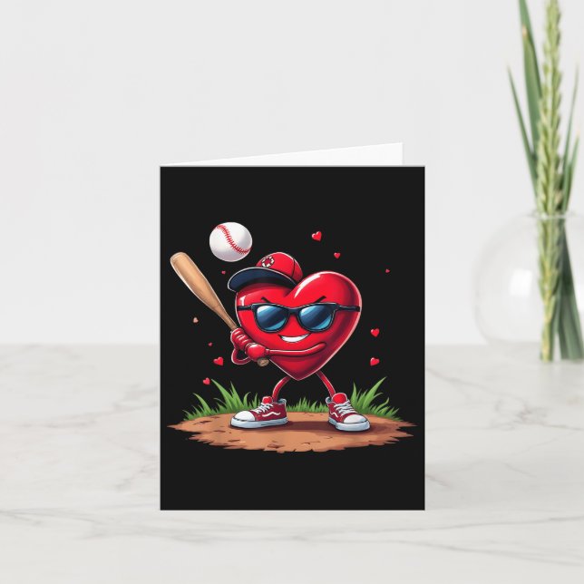 Baseball Heart Funny Valentines Day Design Basebal Card (Front)
