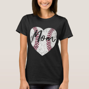 Baseball Heart Mom Women Softball Wife Mother's Da T-Shirt