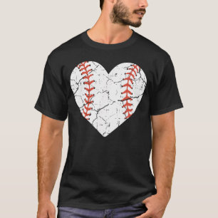 Baseball Heart Sports Player Coach Fan Women Girls T-Shirt